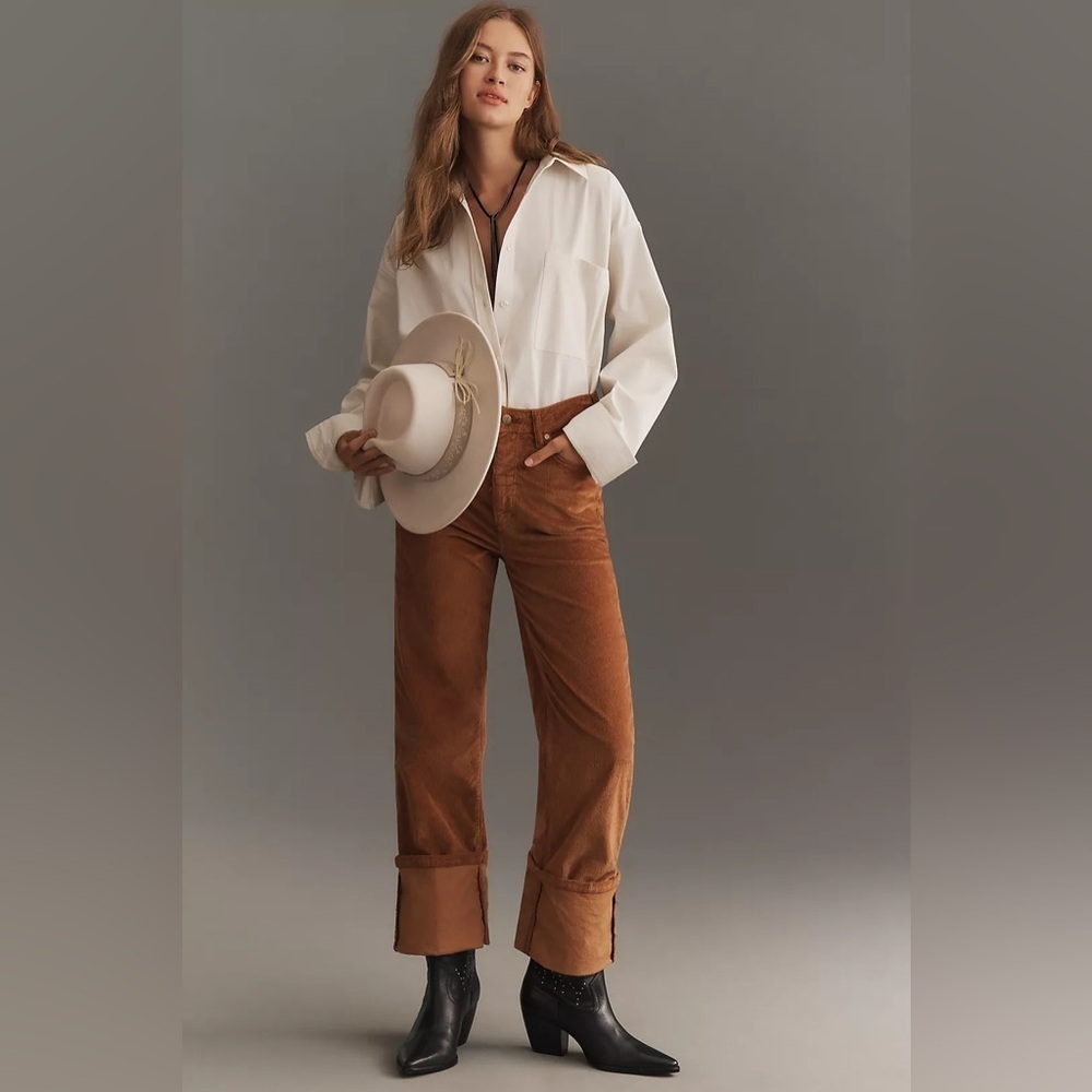NWT The Scotty Cuffed High-Rise Straight-Leg Jean by Pilcro: Corduroy Edition☀️🟡